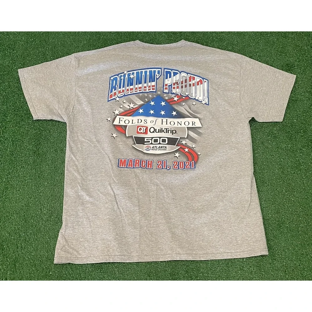 Atlanta Motor Speedway Folds Of Honor 2021 NASCAR Grey Shirt Size Mens XXL
